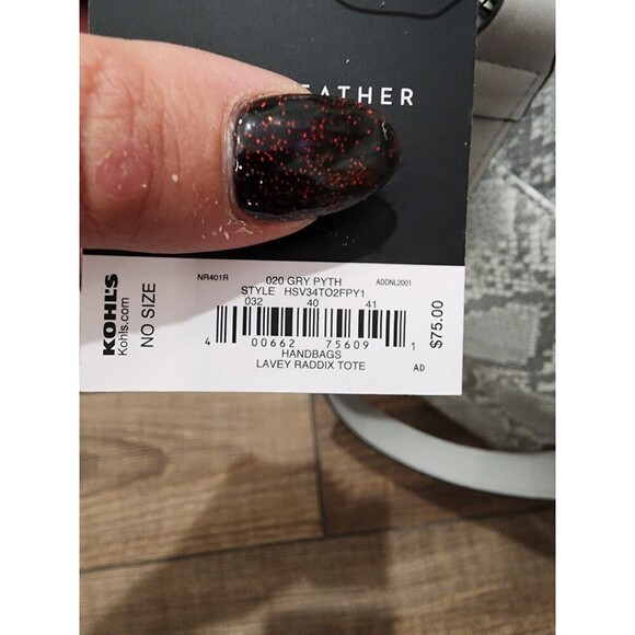 NEW Simply Vera Wang Lavey Raddix Tote Bag Handbag Purse - Beached Grey Python - Picture 2 of 10